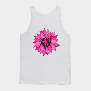 Breast Cancer Sunflower Pink Ribbon Shirts  Men Women Tank Top